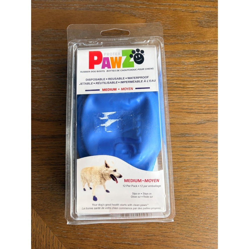 Pawz Rubber Dog Boots Medium Blue Waterproof Reusable 12 Pack Disposable Boots